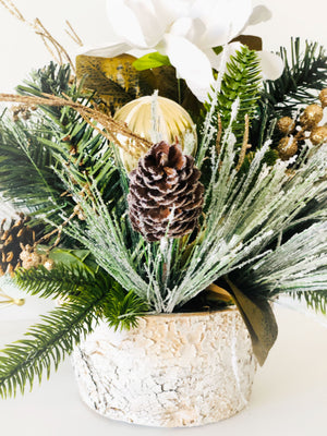 Christmas Artificial Flower Arrangement-Christmas Faux Centerpiece-Christmas Fake Flowers Centerpiece-Christmas Gift-Decor