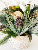 Christmas Artificial Flower Arrangement-Christmas Faux Centerpiece-Christmas Fake Flowers Centerpiece-Christmas Gift-Decor