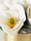 Luxurious White Magnolia Arrangement-Real Touch-Artificial Faux Centerpiece-Fake Flower Centerpiece-Home Decor