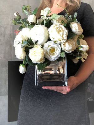 Floral Arrangement, Hydrangea, Peonies, Artificial Flower Centerpiece