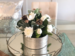 Christmas Artificial Flower Arrangement-Christmas Faux Centerpiece-Christmas Fake Flowers-Real Touch Flower Centerpiece-Christmas Gift-Decor