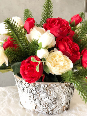 Christmas Artificial Flower Arrangement-Christmas Faux Centerpiece-Christmas Fake Flowers-Centerpiece-Christmas Gift-Decor