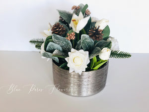 Christmas Artificial Flower Arrangement-Christmas Faux Centerpiece-Christmas Fake Flowers-Real Touch Flower Centerpiece-Christmas Gift-Decor