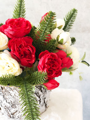 Christmas Artificial Flower Arrangement-Christmas Faux Centerpiece-Christmas Fake Flowers-Centerpiece-Christmas Gift-Decor