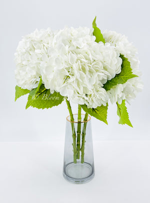 White Real Touch Large Hydrangea | Extremely Realistic Luxury Quality Artificial Flower | Wedding/Home Decoration | Gifts | Decor Floral