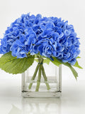 Deep Blue REAL TOUCH Hydrangeas in Vase Artificial Faux Flower Arrangement French Floral Centerpiece Flower Faux Flower in Vase Home Decor