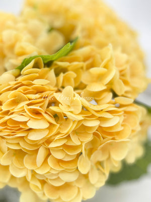 Yellow REAL TOUCH Hydrangeas in Vase Artificial Faux Flower Arrangement French Floral Centerpiece Flower Faux Flower in Vase Home Decor