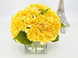 Yellow REAL TOUCH Hydrangeas in Vase Artificial Faux Flower Arrangement French Floral Centerpiece Flower Faux Flower in Vase Home Decor