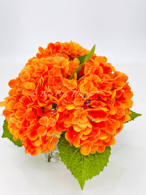 Tangerine Orange Fall REAL TOUCH Hydrangeas in Vase Artificial Faux Flower Arrangement French Floral Centerpiece Flower Faux Flower in Vase Home Decor