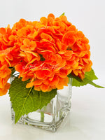 Tangerine Orange Fall REAL TOUCH Hydrangeas in Vase Artificial Faux Flower Arrangement French Floral Centerpiece Flower Faux Flower in Vase Home Decor
