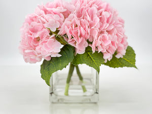 Light Pink REAL TOUCH Hydrangeas in Vase Artificial Faux Flower Arrangement French Floral Centerpiece Flower Faux Flower in Vase Home Decor