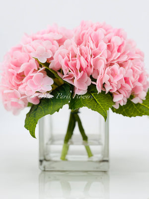 Light Pink REAL TOUCH Hydrangeas in Vase Artificial Faux Flower Arrangement French Floral Centerpiece Flower Faux Flower in Vase Home Decor