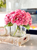 Deep Pink REAL TOUCH Hydrangeas in Vase, Artificial Faux Flower Arrangement, French Floral Centerpiece Flower Faux Flower in Vase Home Decor