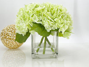 Light Green REAL TOUCH Hydrangeas in Vase Artificial Faux Flower Arrangement French Floral Centerpiece Flower Faux Flower in Vase Home Decor