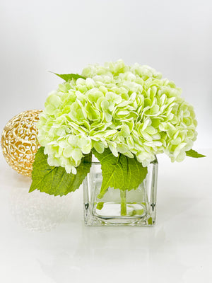 Light Green REAL TOUCH Hydrangeas in Vase Artificial Faux Flower Arrangement French Floral Centerpiece Flower Faux Flower in Vase Home Decor