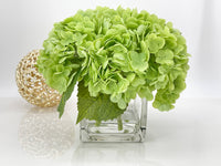 Nature Green REAL TOUCH Hydrangeas in Vase Artificial Faux Flower Arrangement French Floral Centerpiece Flower Faux Flower in Vase Home Decor