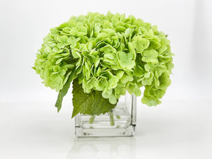 Nature Green REAL TOUCH Hydrangeas in Vase Artificial Faux Flower Arrangement French Floral Centerpiece Flower Faux Flower in Vase Home Decor