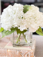 White REAL TOUCH Hydrangeas in Vase Artificial Faux Flower Arrangement French Floral Centerpiece Flower Faux Flower in Vase Home Decor