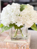 White REAL TOUCH Hydrangeas in Vase Artificial Faux Flower Arrangement French Floral Centerpiece Flower Faux Flower in Vase Home Decor