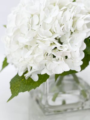 White REAL TOUCH Hydrangeas in Vase Artificial Faux Flower Arrangement French Floral Centerpiece Flower Faux Flower in Vase Home Decor
