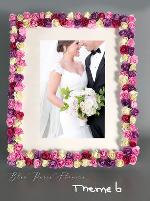 Floral Rose Picture Frame, Faux Pink Roses on Picture Frame, Birthday Gift, Nursery Decor, Kids Bedroom Decor, Wedding Decor
