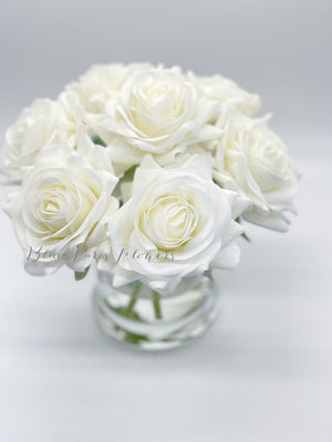 Real Touch Flower Arrangement, Rose Floral Arrangements-Real Touch Rose Flower Arrangement-Faux Rose Arrangement, Rose Centerpiece