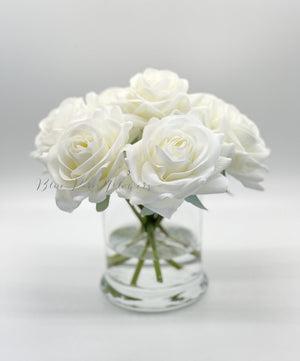 Real Touch Flower Arrangement, Rose Floral Arrangements-Real Touch Rose Flower Arrangement-Faux Rose Arrangement, Rose Centerpiece