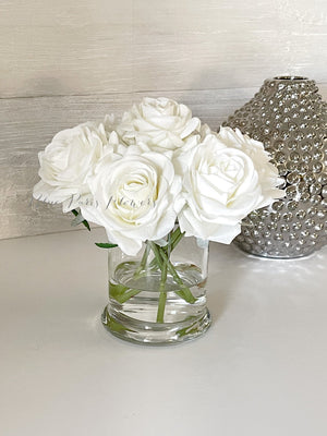 Real Touch Flower Arrangement, Rose Floral Arrangements-Real Touch Rose Flower Arrangement-Faux Rose Arrangement, Rose Centerpiece
