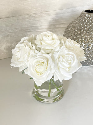 Real Touch Flower Arrangement, Rose Floral Arrangements-Real Touch Rose Flower Arrangement-Faux Rose Arrangement, Rose Centerpiece