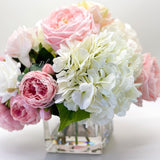 Premium Real Touch, Light Pink & White Roses, Hydrangeas, Blush Peonies, Faux Flower Arrangement, Centerpiece, French Floral Home Decor