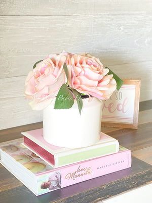 Real Touch Faux Pink Roses Flower Arrangement
