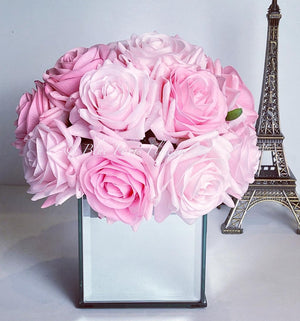 Pink Real Touch Rose Centerpiece Faux Flower Arrangement