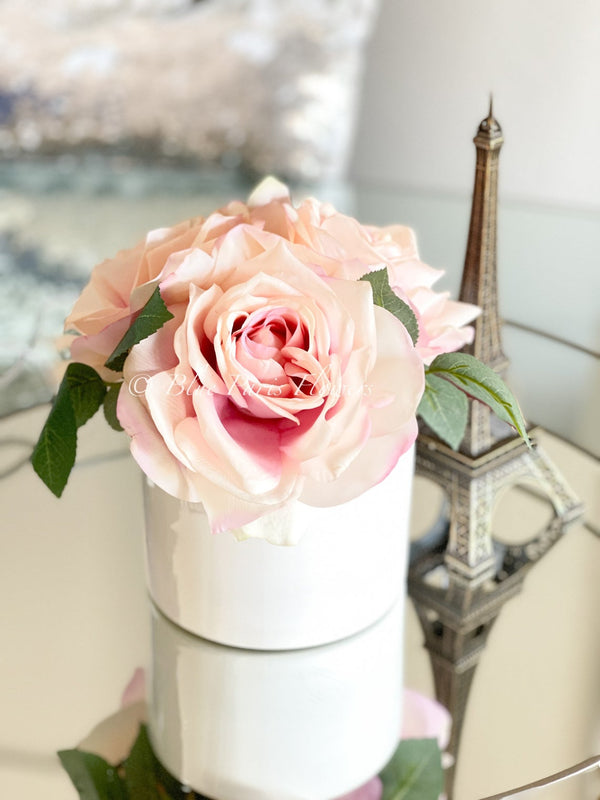 Real Touch Faux Pink Roses Flower Arrangement