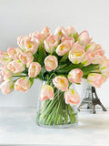 X-Large 60 Light Pink Tulips | Modern Faux Floral Arrangement | Real Touch Artificial Faux Forever Flowers