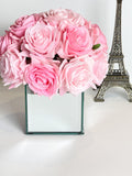 Pink Real Touch Rose Centerpiece Faux Flower Arrangement