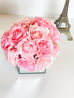 Pink Real Touch Rose Centerpiece Faux Flower Arrangement