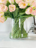 X-Large 60 Light Pink Tulips | Modern Faux Floral Arrangement | Real Touch Artificial Faux Forever Flowers
