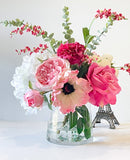 Pink Peonies, Roses, Poppies and Hydrangeas Arrangement Artificial Faux Centerpiece, Floral Decor