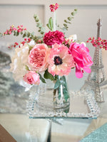 Pink Peonies, Roses, Poppies and Hydrangeas Arrangement Artificial Faux Centerpiece, Floral Decor