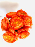 Tangerine Ranunculus Arrangement Artificial Faux Flowers in White box Home Decor by Blue Paris Flowers