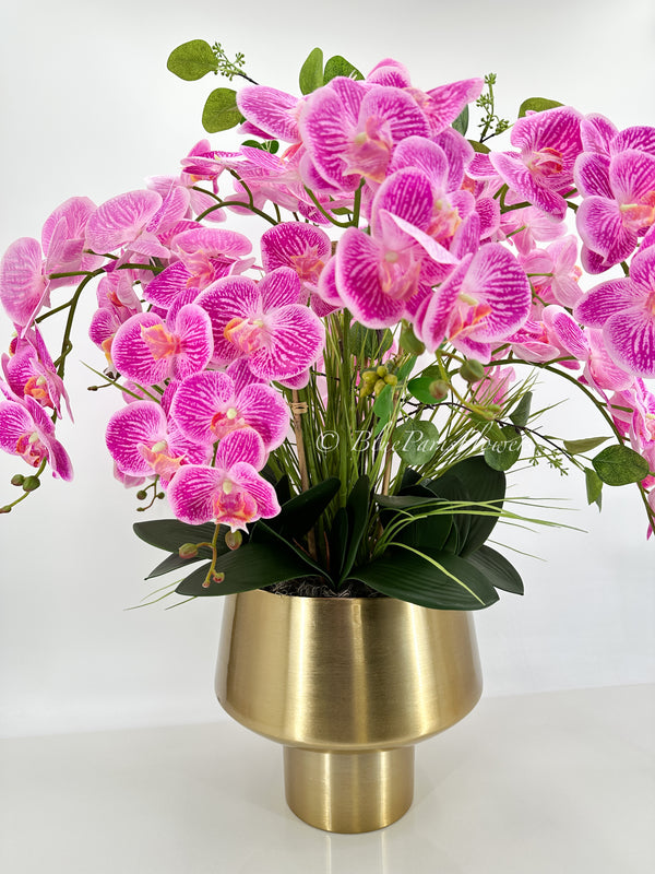 34” Tall Pink 10 Stems Phalaenopsis Orchid Arrangement, Real Touch Flower in Vase Elegant Table Centerpiece Floral Decor Flower Arrangement