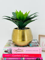 Succulents in Gold Vase, Faux Artificial Greens Succulents Plants Table Centerpiece Floral Decor Centerpiece Faux Florals