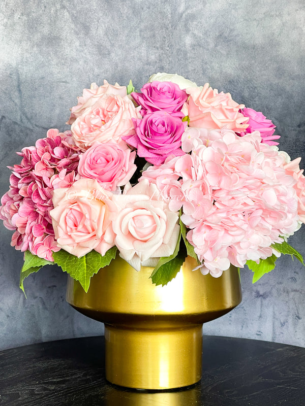 X-Large REAL TOUCH Roses, Peonies, Hydrangeas Arrangement, Artificial Faux Centerpiece, Floral Flowers Elegant French Arrangement, Decor