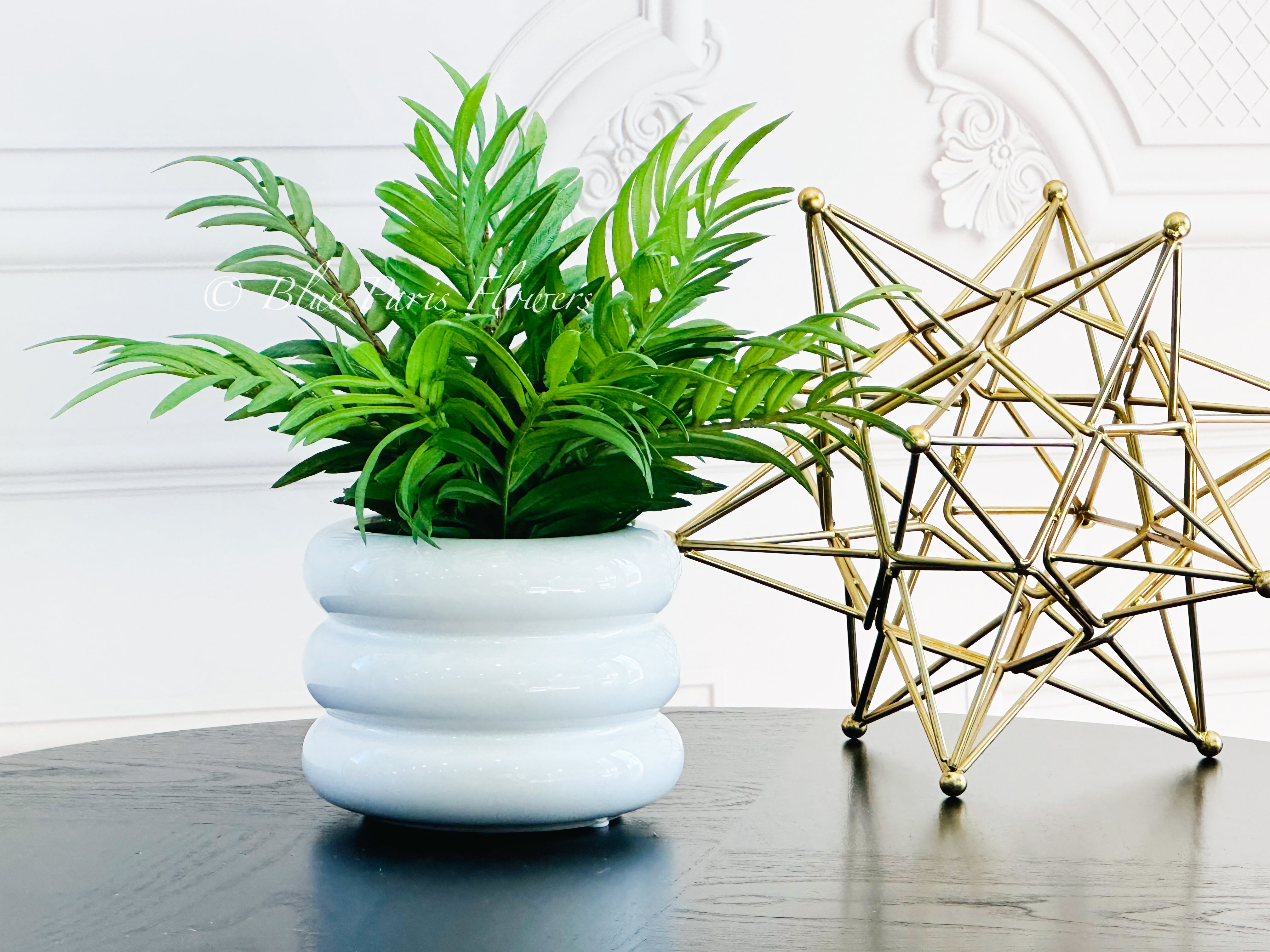 ferns and succulents Green Ferns in White Ceramic Vase, Faux Artificial Greens Succulents Plants Table Centerpiece Floral Decor Centerpiece Faux Florals