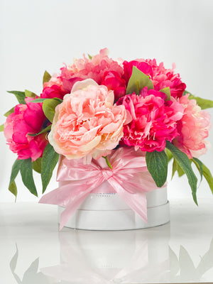Modern Pink Peony Arrangement Artificial Faux Flower Centerpiece, French Country Floral Decor, Silk Flowers in Vase Home Decor by Blue Paris