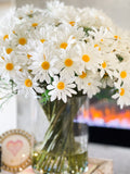 X-Large White Daisy Arrangement, Artificial Faux Centerpiece, Floral Arrangement, Silk Flowers in Glass Vase for Home Decor
