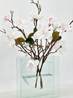 White Cherry Blossom Arrangement Silk Artificial Faux Centerpiece-Fake Flower Centerpiece-Home Decor Floral Gift Wedding Decor Blue Paris