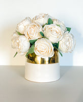 Cream White Rose Arrangement | Silk Floral | French Country | Artificial Faux Forever Flowers in Vase for Home Decor by Blue Paris