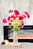 Modern Decor, Tall Fuchsia Poppy Artificial Faux Arrangement in Vase. Elegant Floral Faux Floral Centerpiece, Home, Office Decor Arrangement