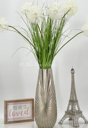 Modern Decor, Tall Dandelions Artificial Faux Arrangement in Vase. Elegant Floral Faux Floral Centerpiece, Home, Office Decor Arrangement